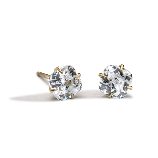 14K Yellow Gold Cushion Studs