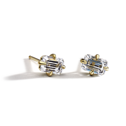 14K Yellow Gold Emerald Studs