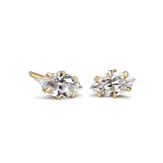 14K Yellow Gold Marquise Studs