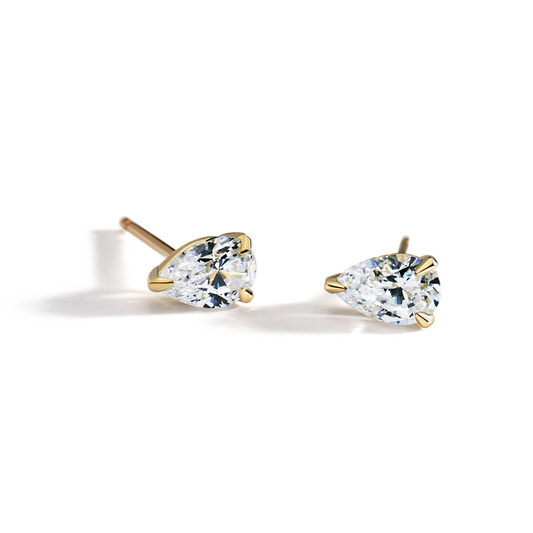 14K Yellow Gold Pear Studs