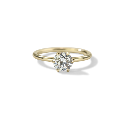 18K Yellow Gold Chispa Round Engagement Ring