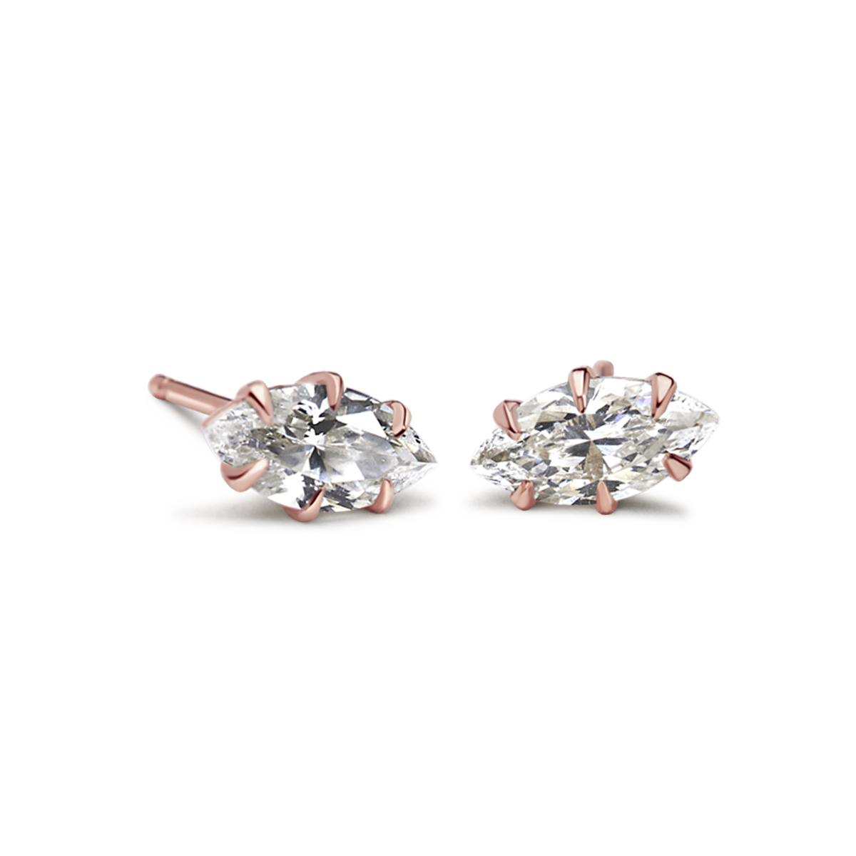 14K Rose Gold Marquise Studs
