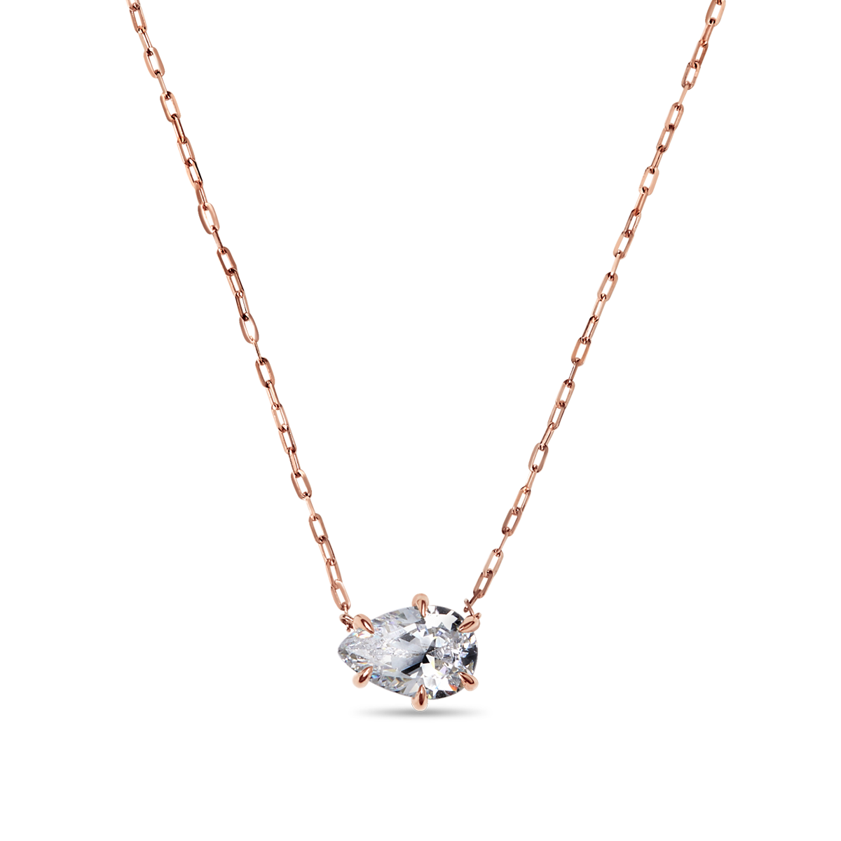 Designer 14K Rose Gold Pear Shape Diamond Pendant